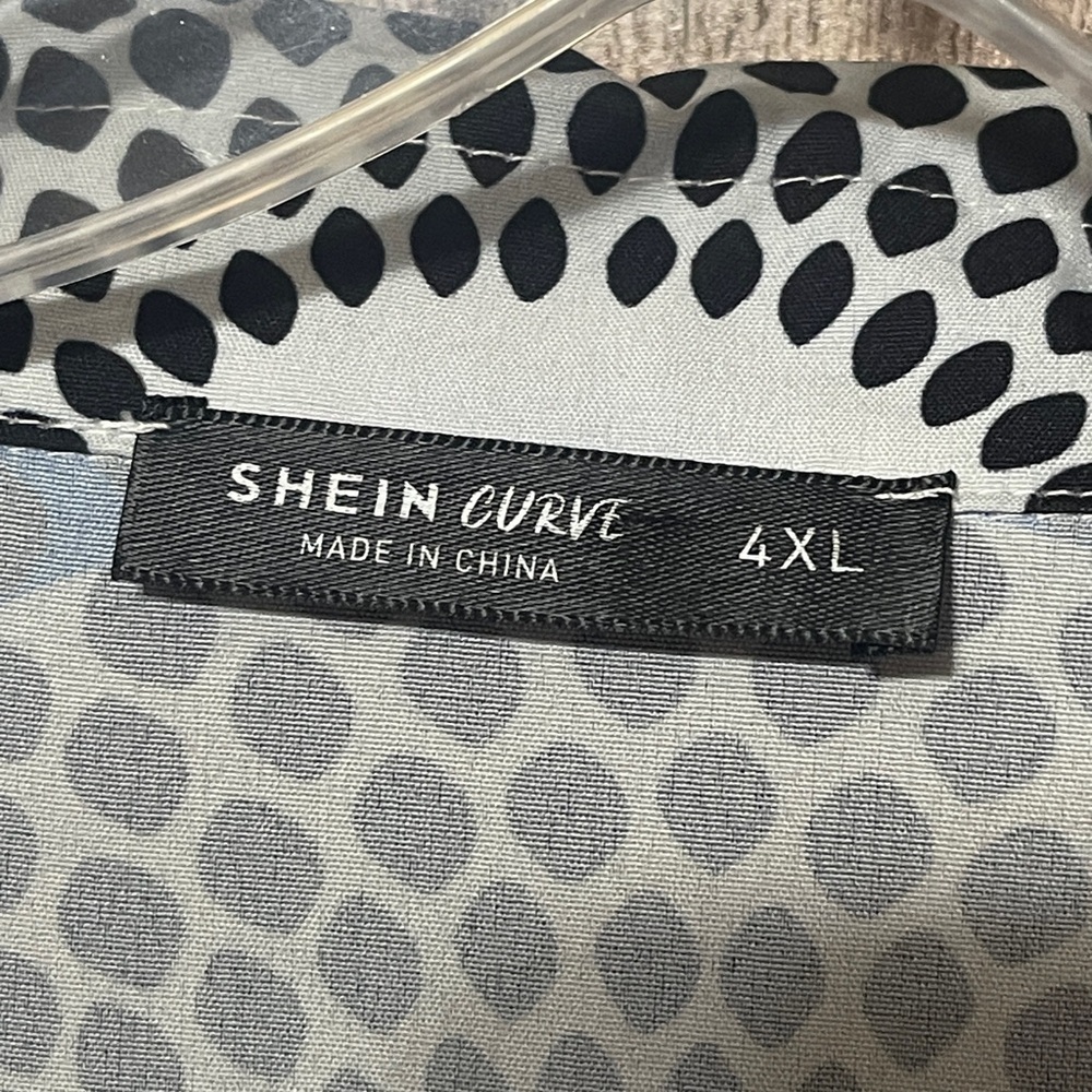 SHEIN Blue Multi Geo Print V-Neck Hidden Pocket plus size Dress- 4XL - Picture 3 of 6